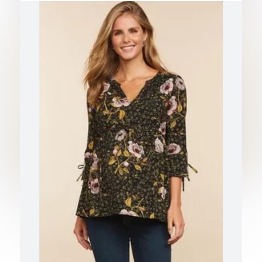 MOTHERHOOD MATERNITY Floral Peasant Blouse Sz‎ sm